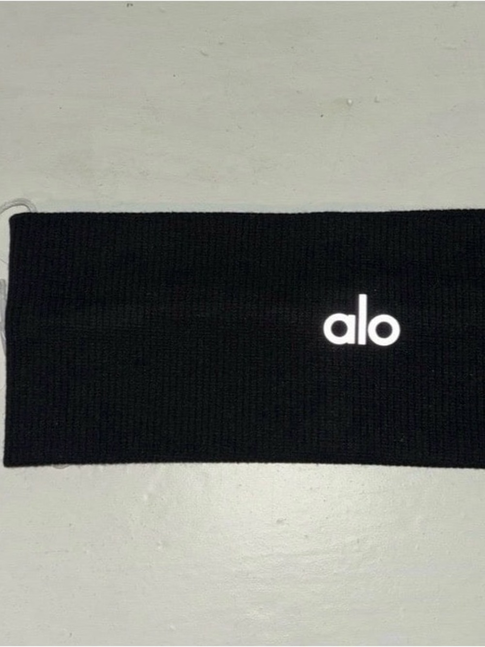 ALO Yoga Black Knit Headband with White Logo